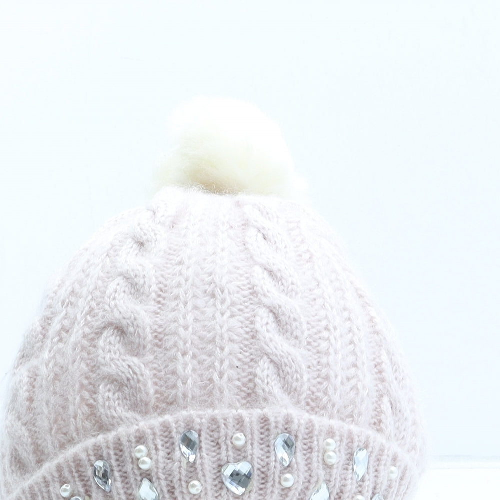Happer Girl Girls Pink Acrylic Bobble Hat One Size - UK Size 7-12 Years