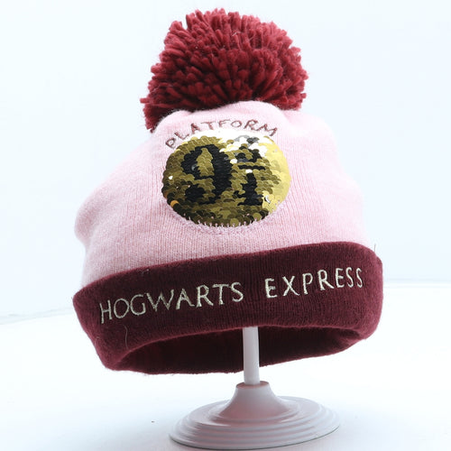 George Girls Pink Acrylic Bobble Hat One Size - Harry Potter