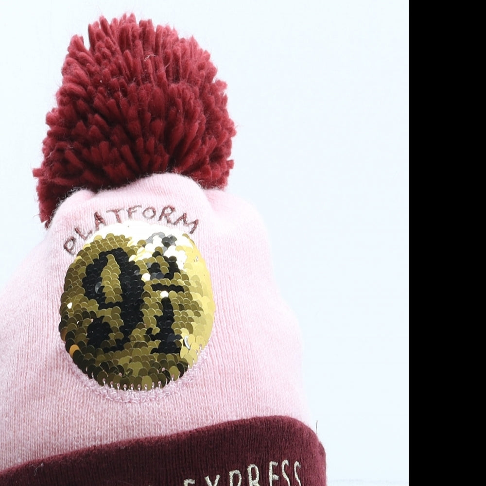 George Girls Pink Acrylic Bobble Hat One Size - Harry Potter