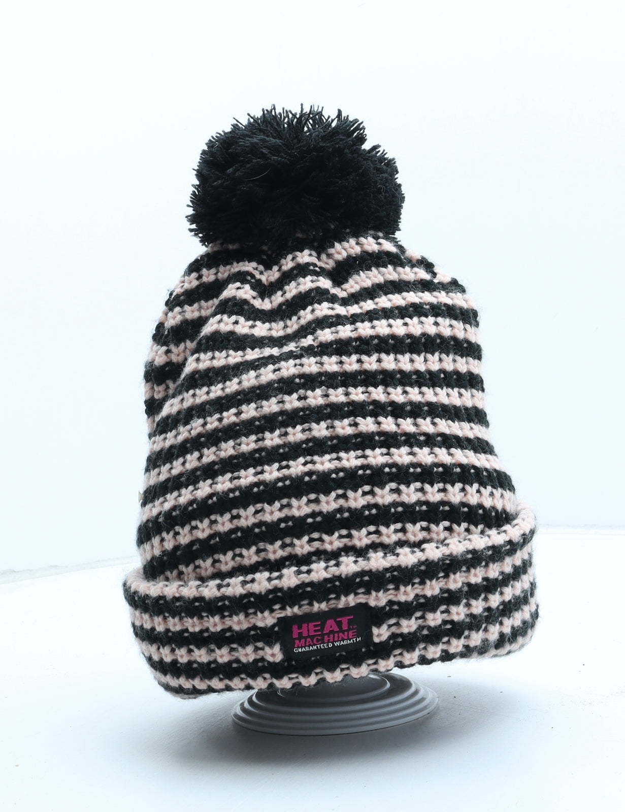 Heat Machine Womens Pink Colourblock Acrylic Bobble Hat One Size