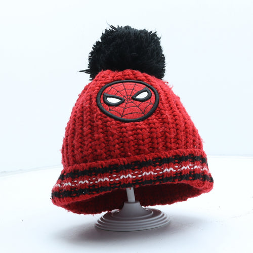NEXT Boys Red Acrylic Bobble Hat One Size - Spiderman UK Size 5-6 Years
