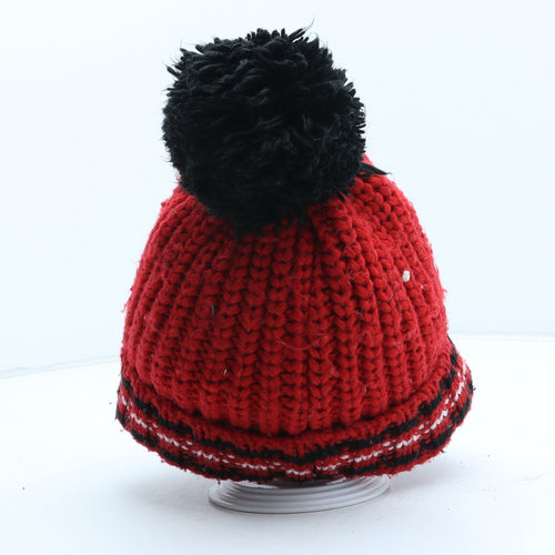 NEXT Boys Red Acrylic Bobble Hat One Size - Spiderman UK Size 5-6 Years