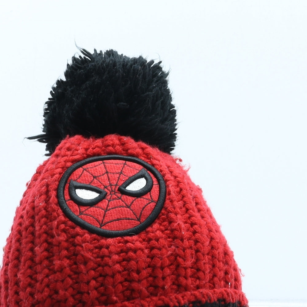 NEXT Boys Red Acrylic Bobble Hat One Size - Spiderman UK Size 5-6 Years