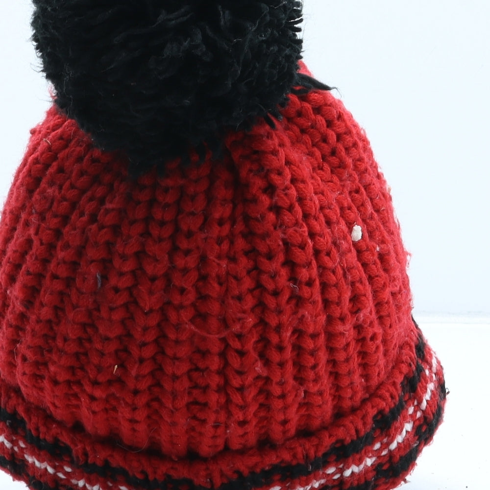 NEXT Boys Red Acrylic Bobble Hat One Size - Spiderman UK Size 5-6 Years