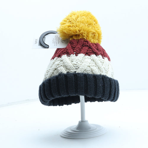 F&F Boys Multicoloured Colourblock Aramid Bobble Hat One Size - UK Size 1-2 Years