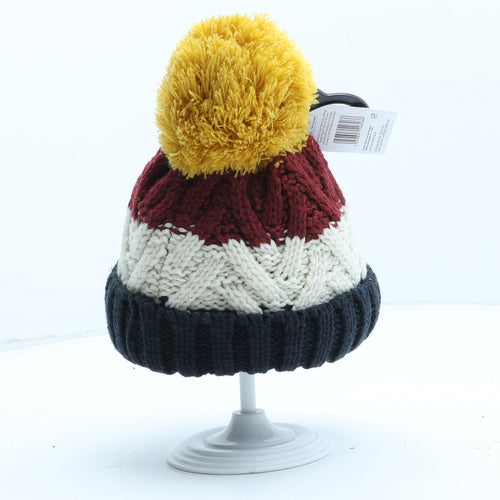 F&F Boys Multicoloured Colourblock Aramid Bobble Hat One Size - UK Size 1-2 Years