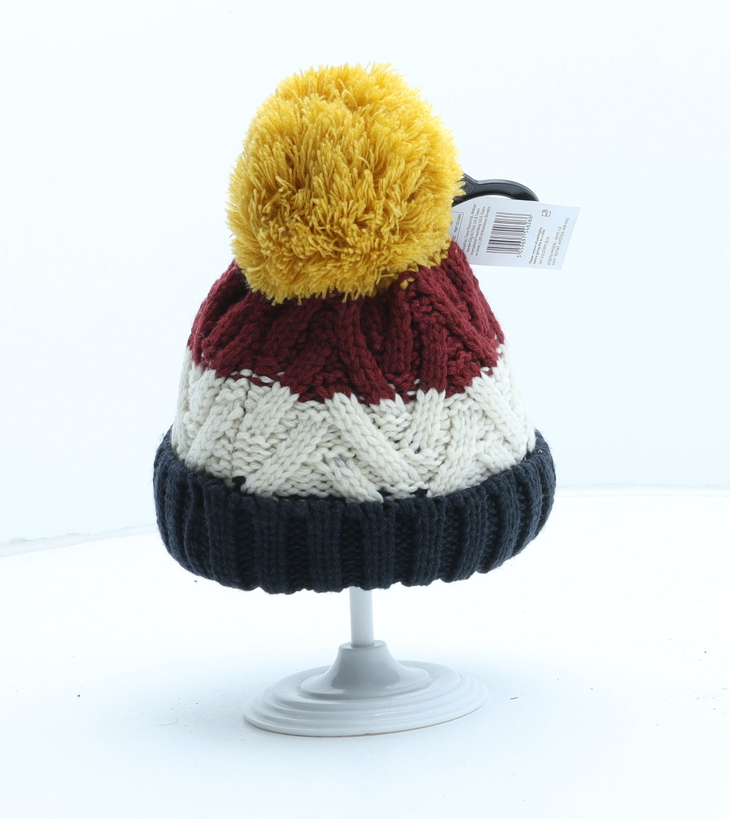 F&F Boys Multicoloured Colourblock Aramid Bobble Hat One Size - UK Size 1-2 Years