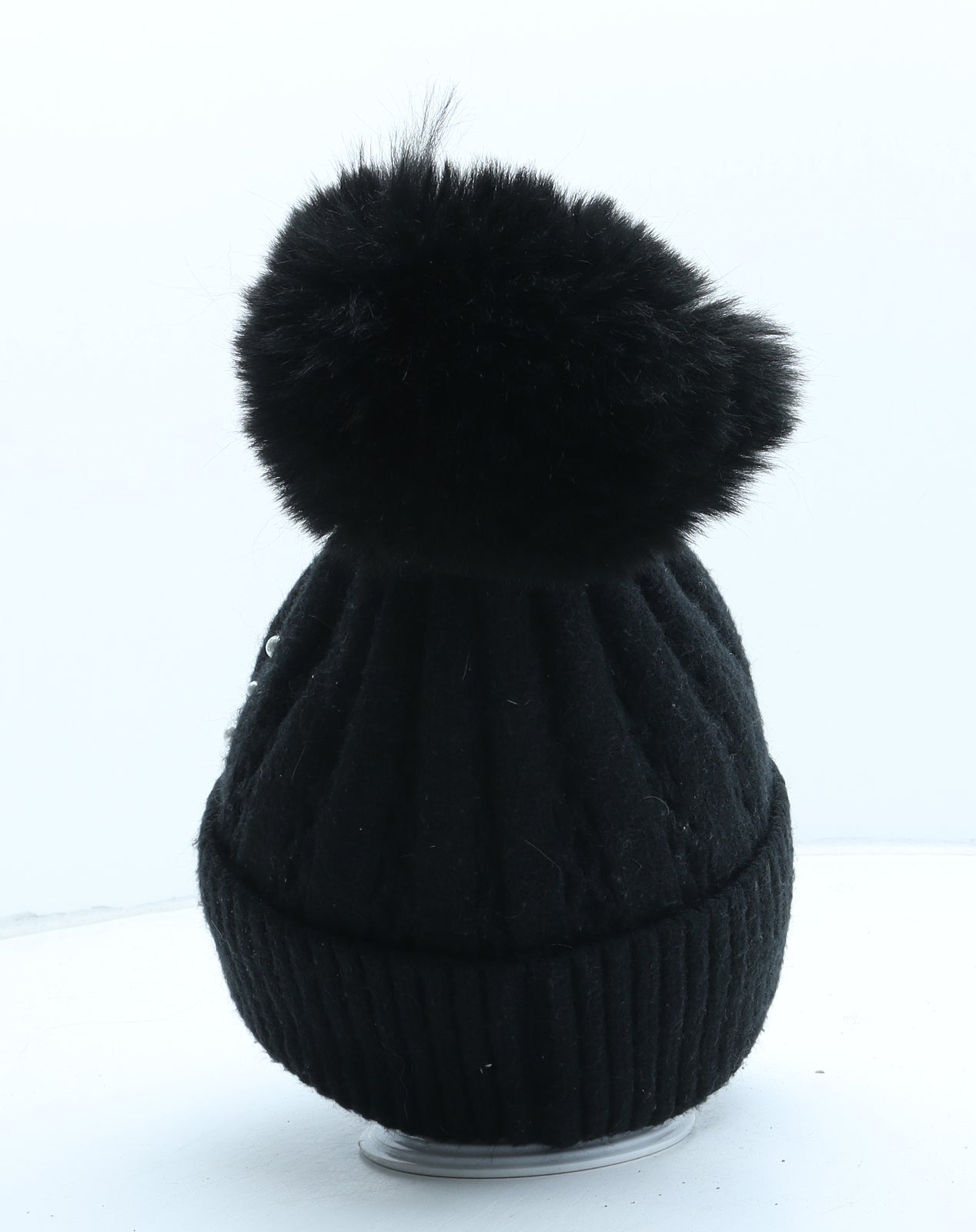 Preworn Womens Black Acrylic Bobble Hat One Size