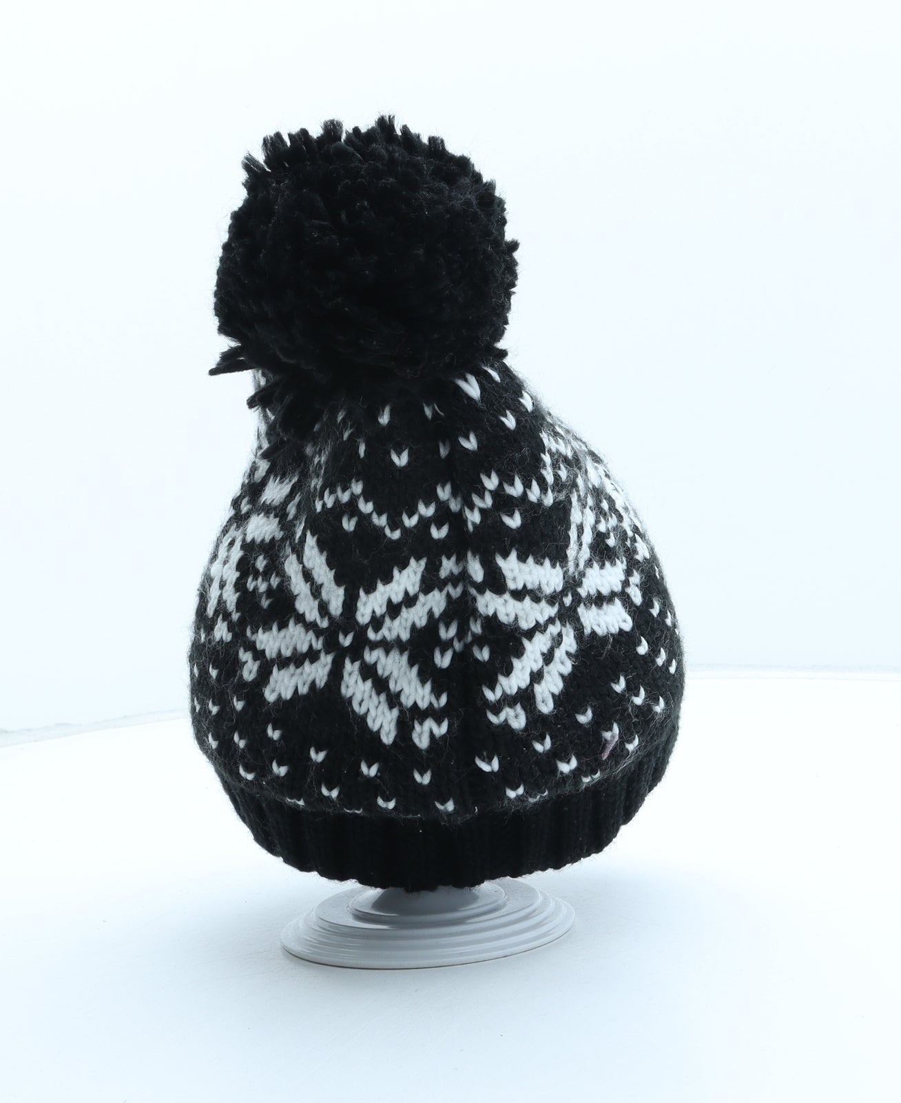 Beechfield Womens Black Fair Isle Acrylic Bobble Hat One Size - Dunkin