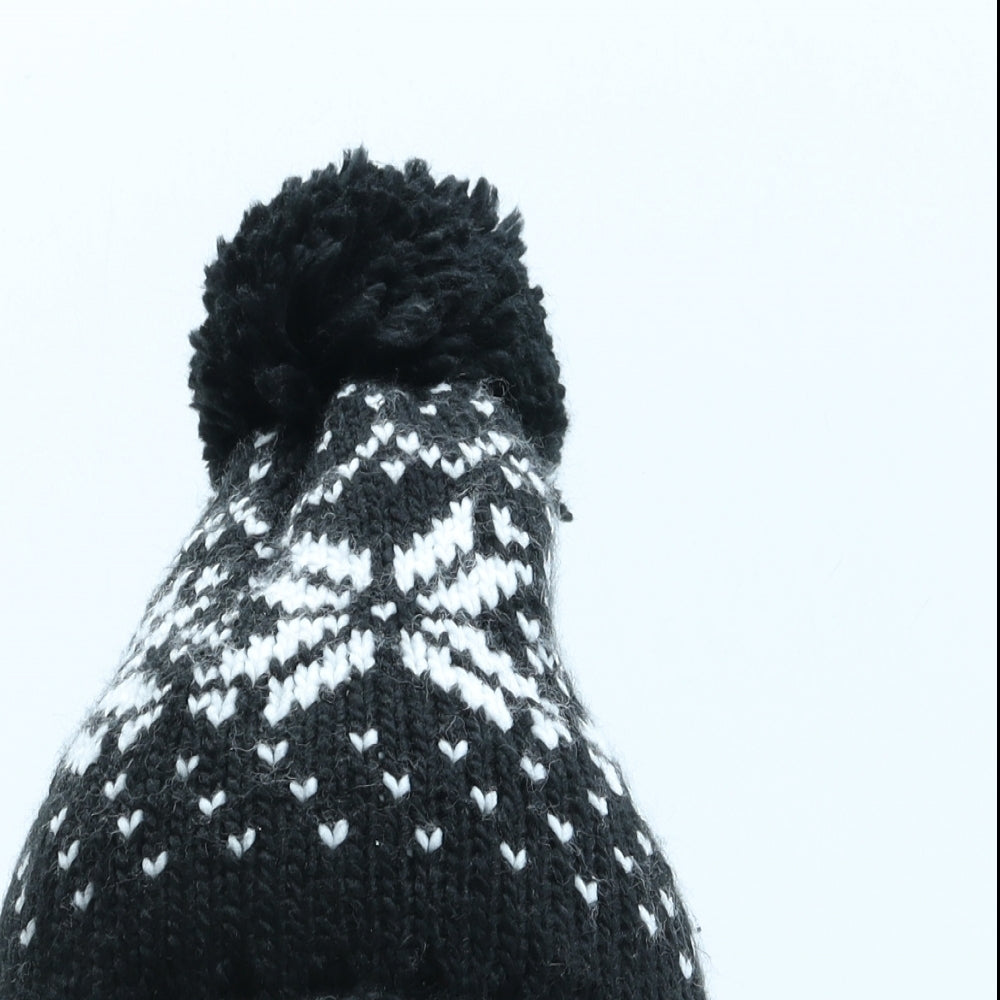 Beechfield Womens Black Fair Isle Acrylic Bobble Hat One Size - Dunkin