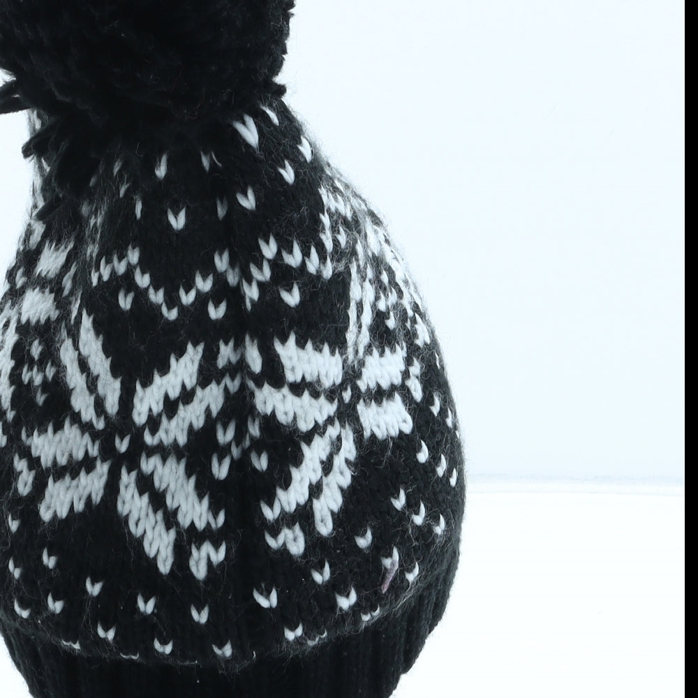 Beechfield Womens Black Fair Isle Acrylic Bobble Hat One Size - Dunkin
