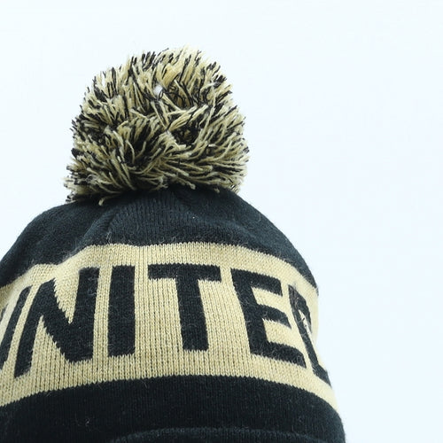 Chester Lee Street United Mens Black Acrylic Beanie One Size - Pom Pom Detail