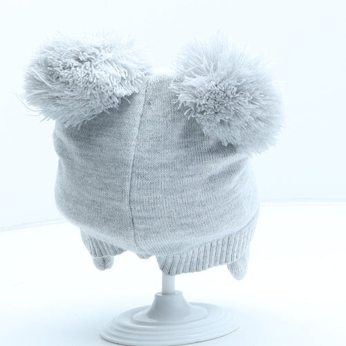 Disney Girls Grey Acrylic Bobble Hat One Size - Mickey Mouse