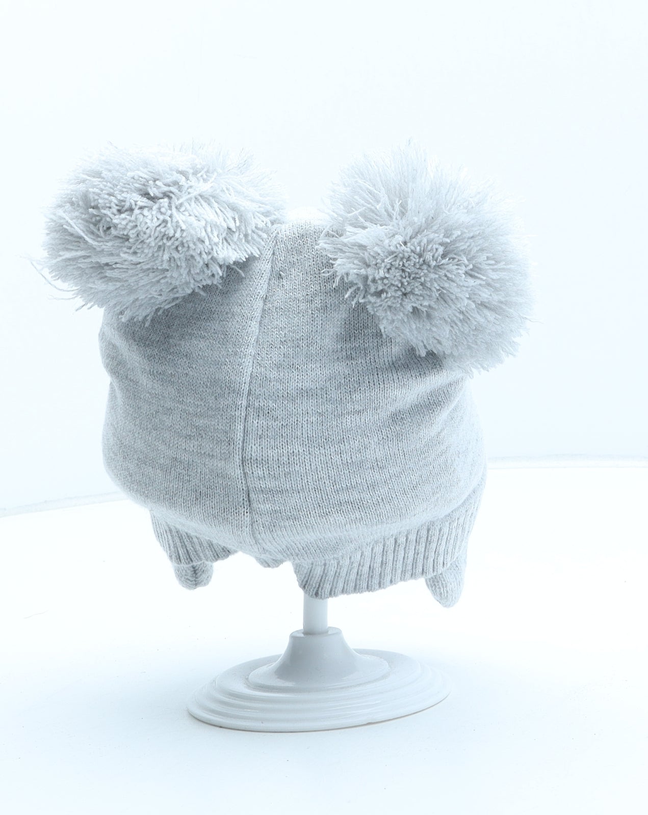 Disney Girls Grey Acrylic Bobble Hat One Size - Mickey Mouse