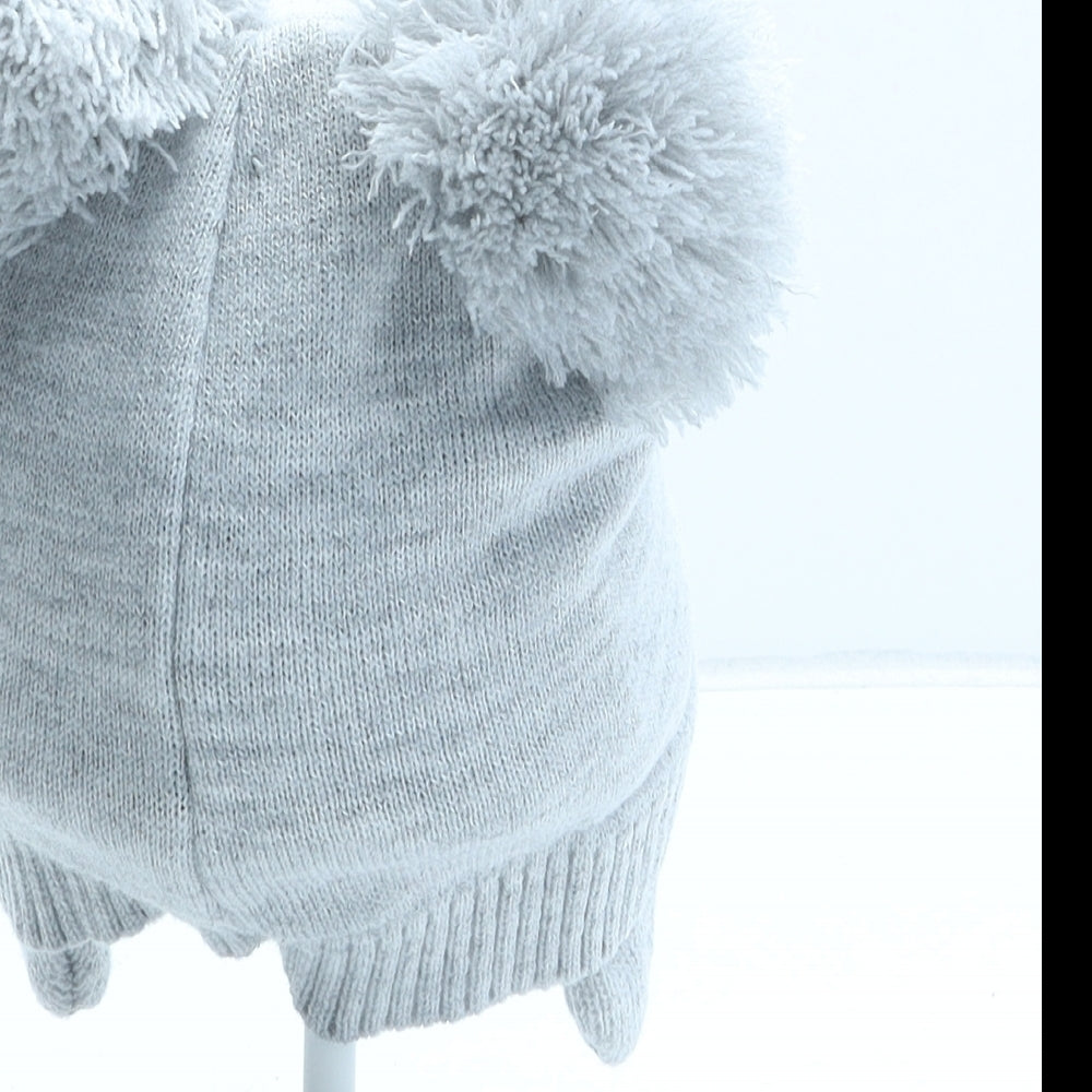 Disney Girls Grey Acrylic Bobble Hat One Size - Mickey Mouse