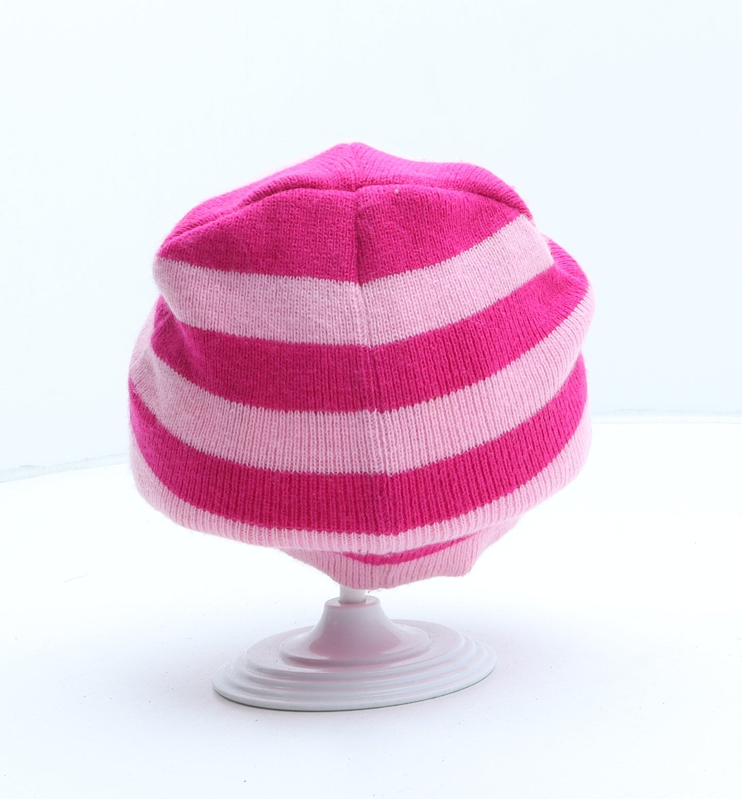 Peppa Pig Girls Pink Striped Acrylic Beanie One Size