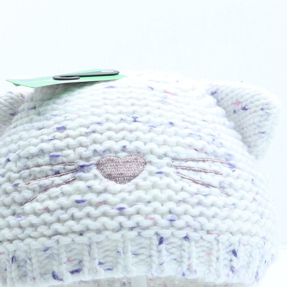 Mountain Warehouse Girls White Acrylic Beanie One Size - Cat