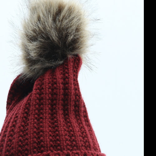 Preworn Womens Red Acrylic Bobble Hat One Size
