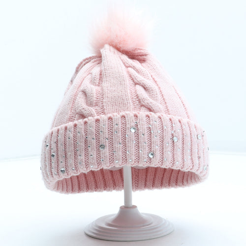 Preworn Girls Pink Acrylic Bobble Hat Size S