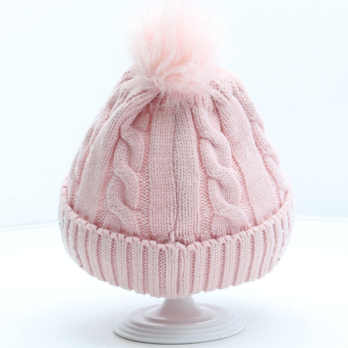 Preworn Girls Pink Acrylic Bobble Hat Size S