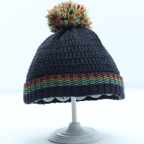 F&F Boys Blue Acrylic Bobble Hat Size S - Size 3-6 months