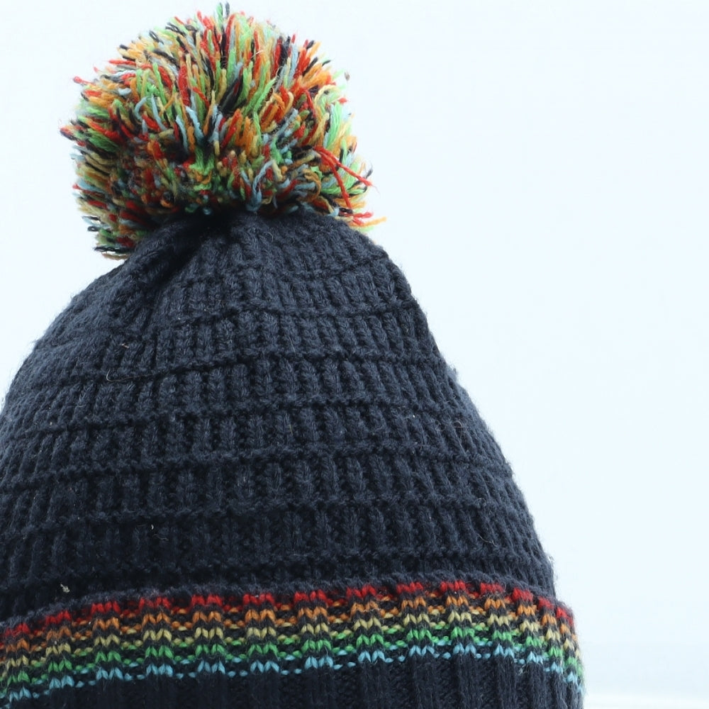 F&F Boys Blue Acrylic Bobble Hat Size S - Size 3-6 months