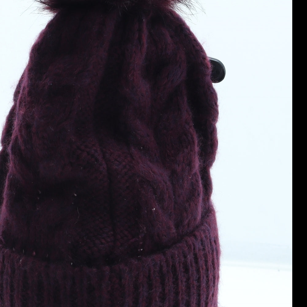 Marks and Spencer Womens Purple Acrylic Bobble Hat One Size