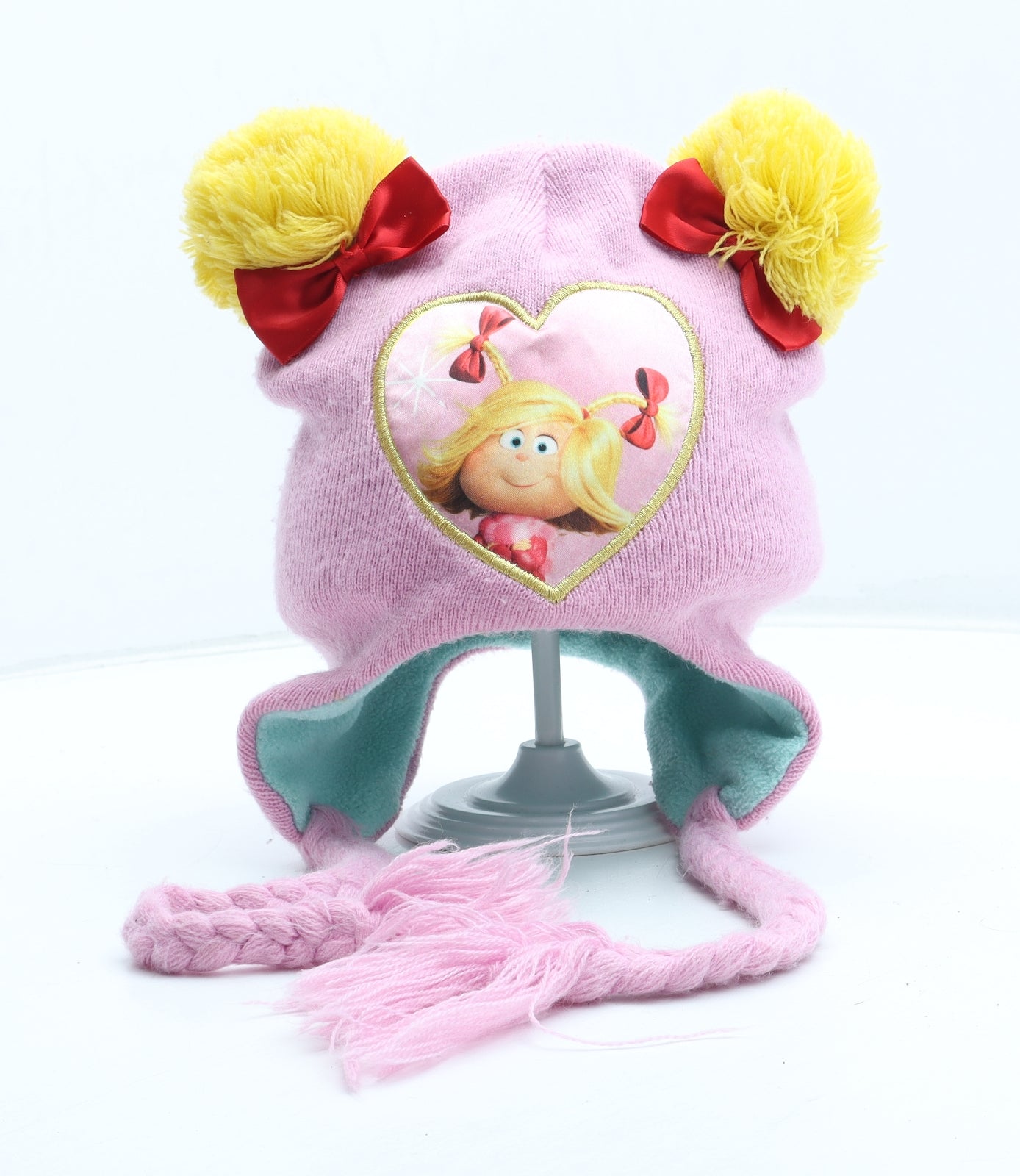 The Grinch Girls Pink Acrylic Bobble Hat One Size