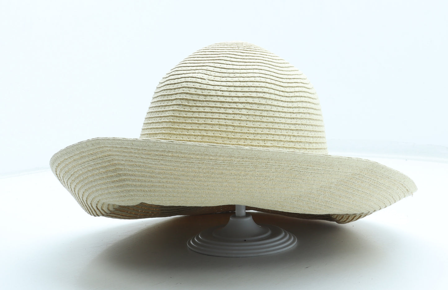 Preworn Womens Beige Floral Paper Sun Hat One Size