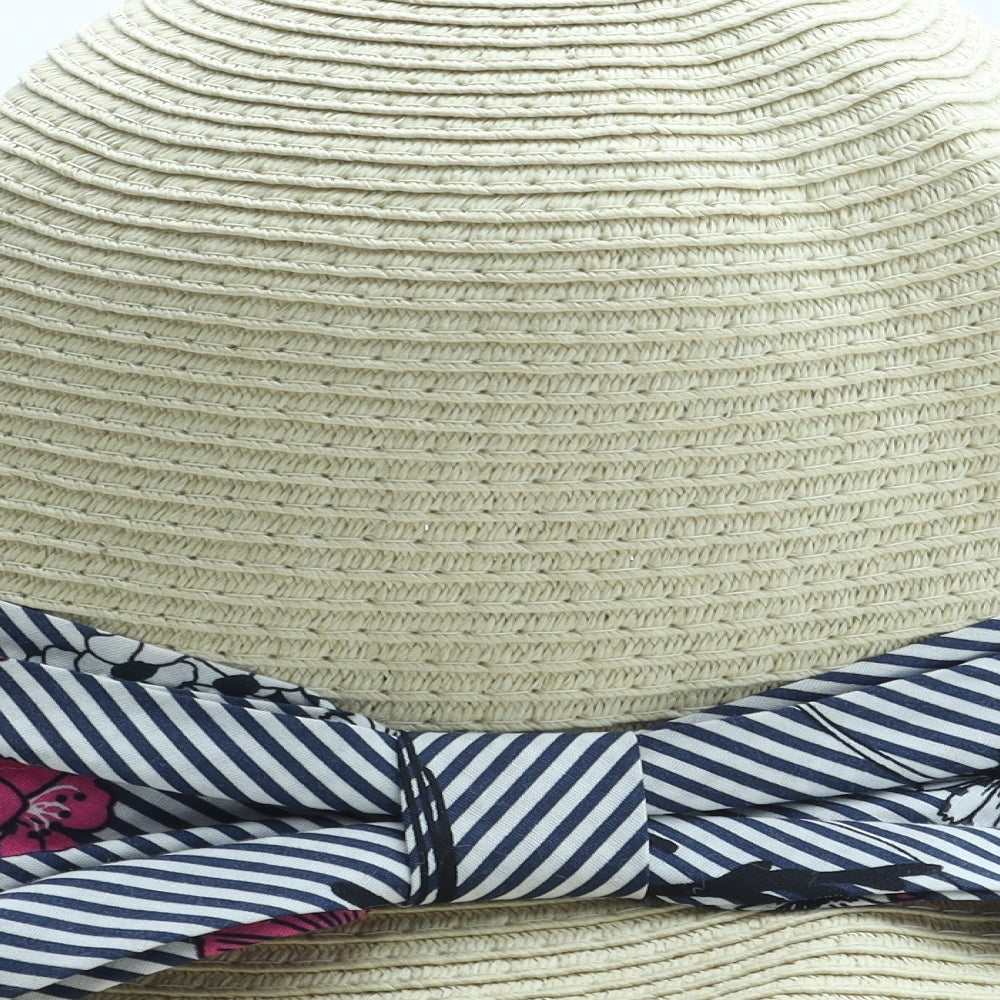 Preworn Womens Beige Floral Paper Sun Hat One Size