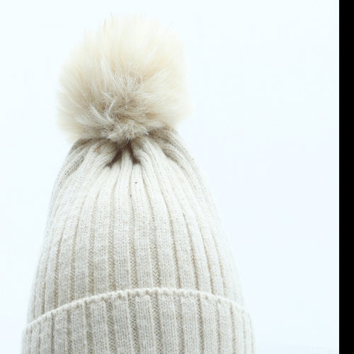 Primark Girls Beige Acrylic Bobble Hat Size M