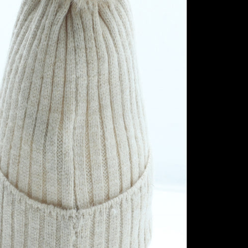 Primark Girls Beige Acrylic Bobble Hat Size M