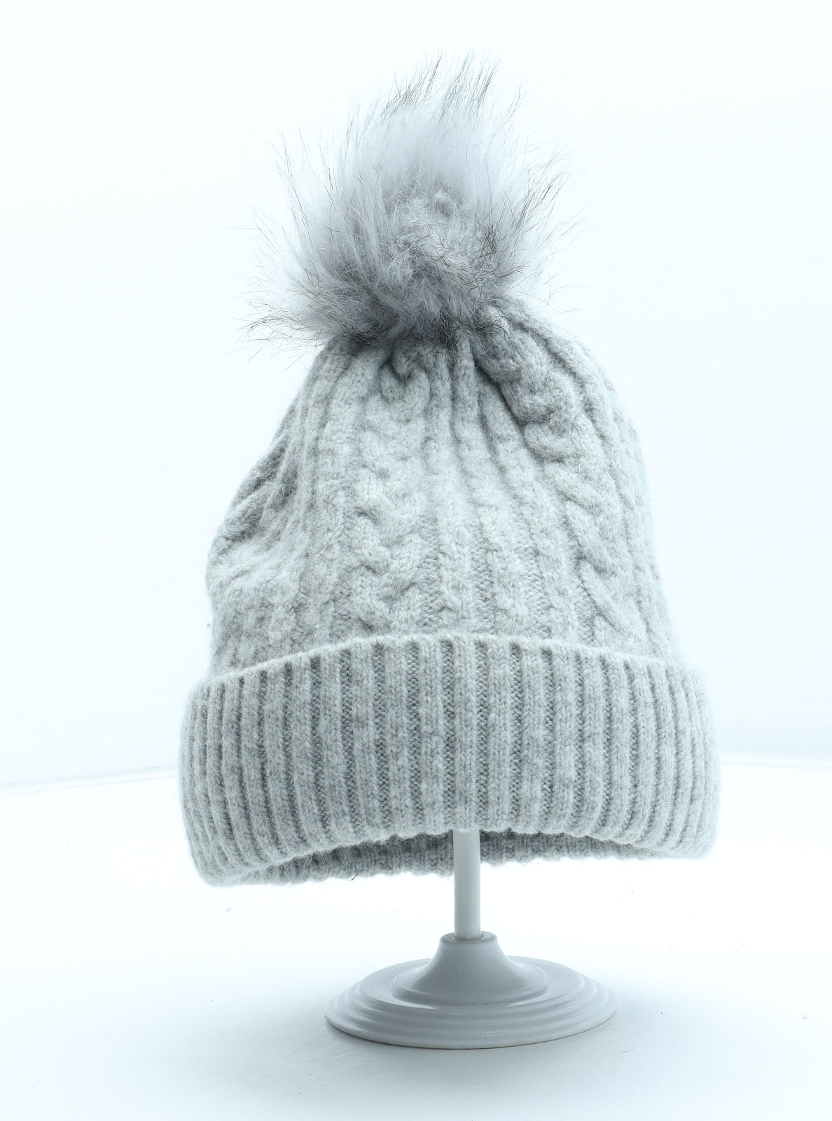 Matalan Womens Grey Polyester Bobble Hat One Size