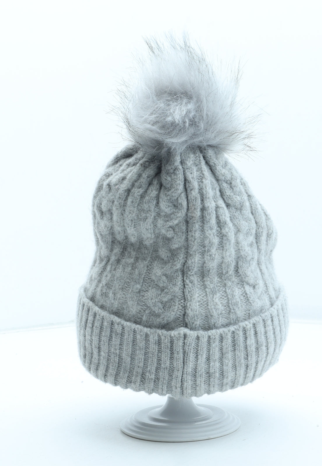 Matalan Womens Grey Polyester Bobble Hat One Size