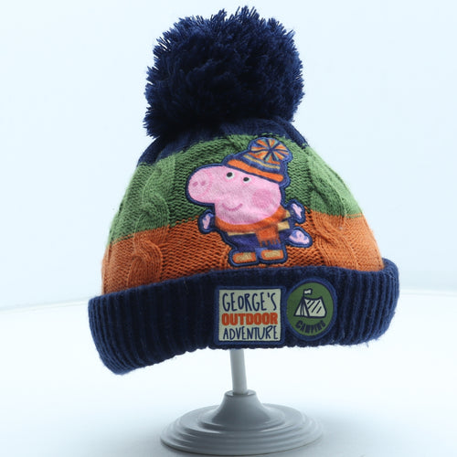 Peppa Pig Boys Multicoloured Colourblock Acrylic Bobble Hat Size S