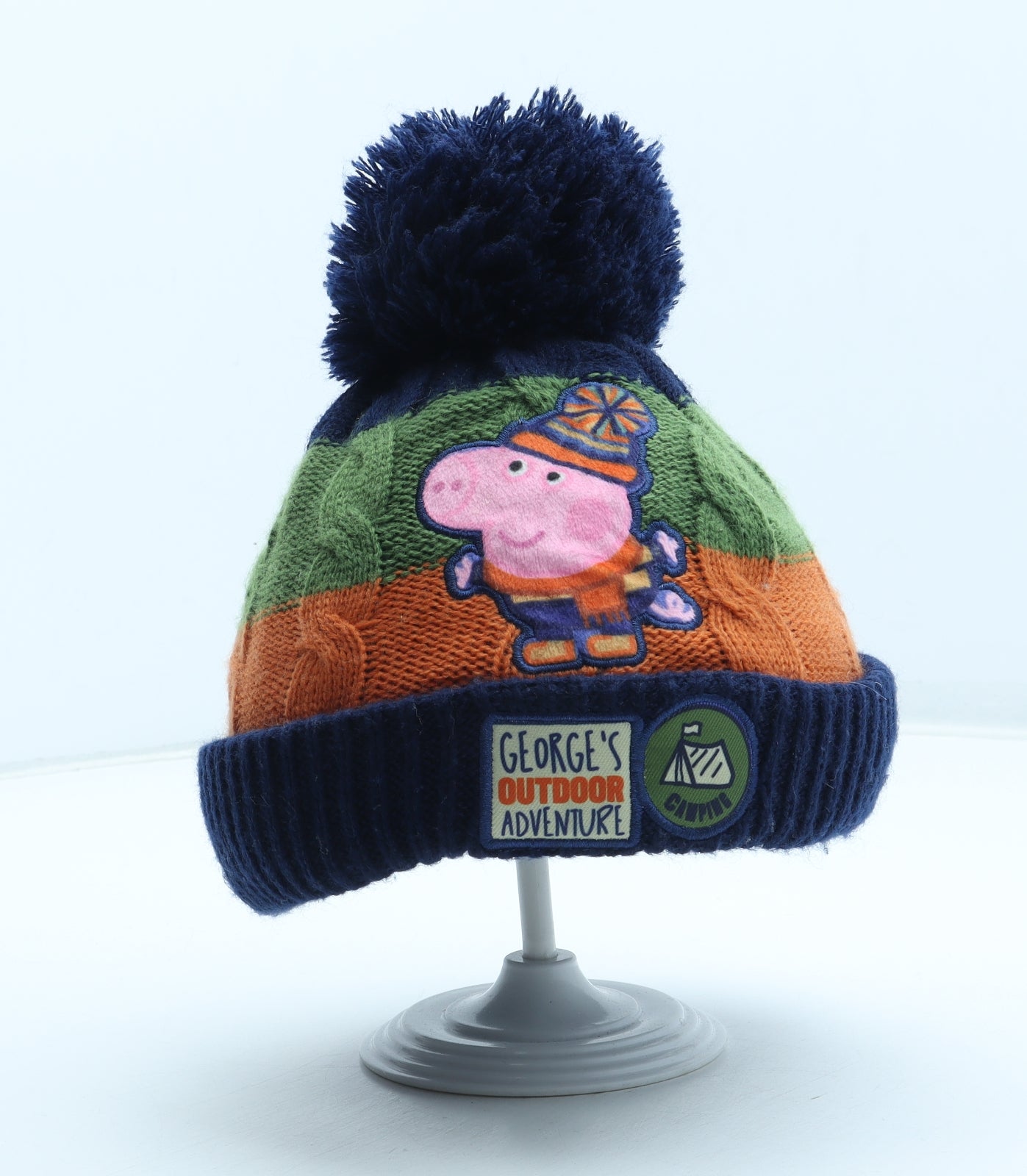 Peppa Pig Boys Multicoloured Colourblock Acrylic Bobble Hat Size S