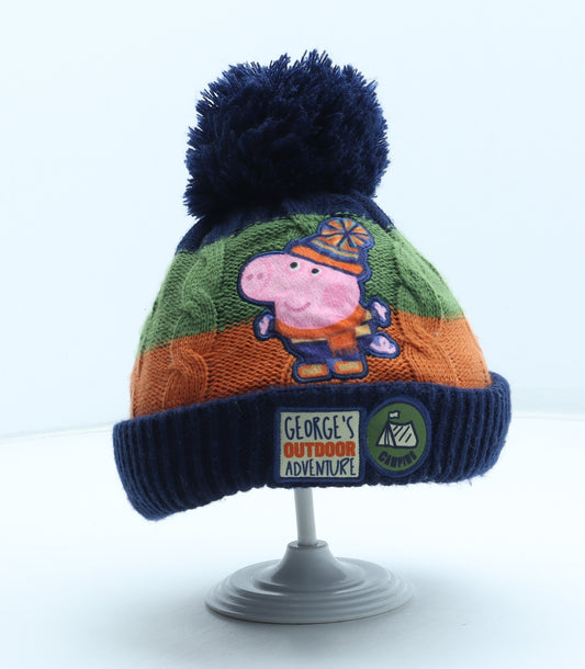 Peppa Pig Boys Multicoloured Colourblock Acrylic Bobble Hat Size S