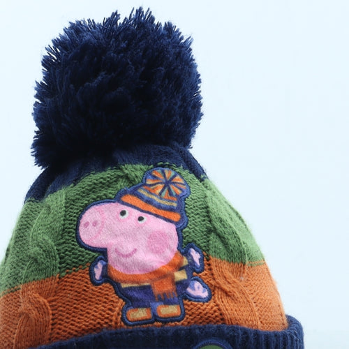 Peppa Pig Boys Multicoloured Colourblock Acrylic Bobble Hat Size S