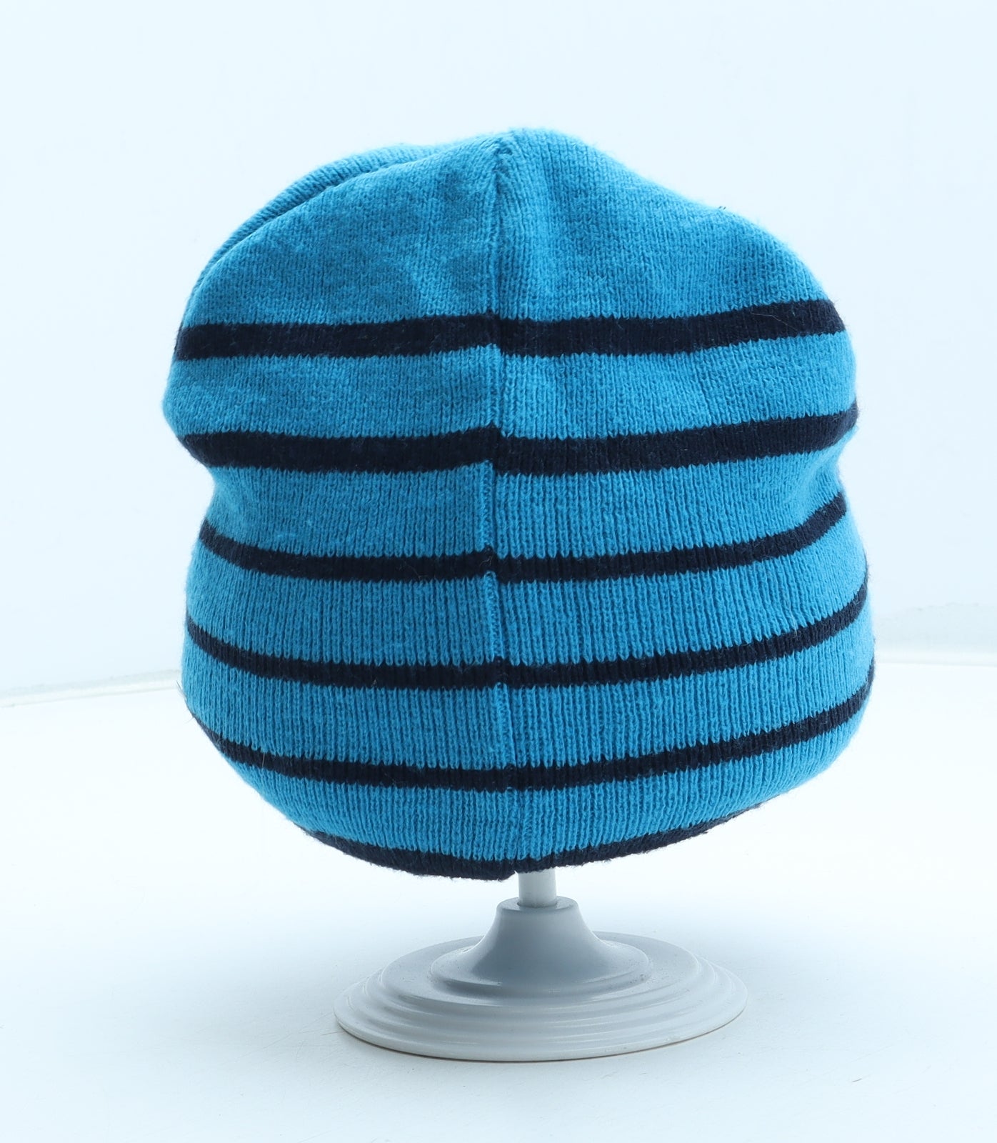 Preworn Boys Blue Striped Acrylic Beanie One Size