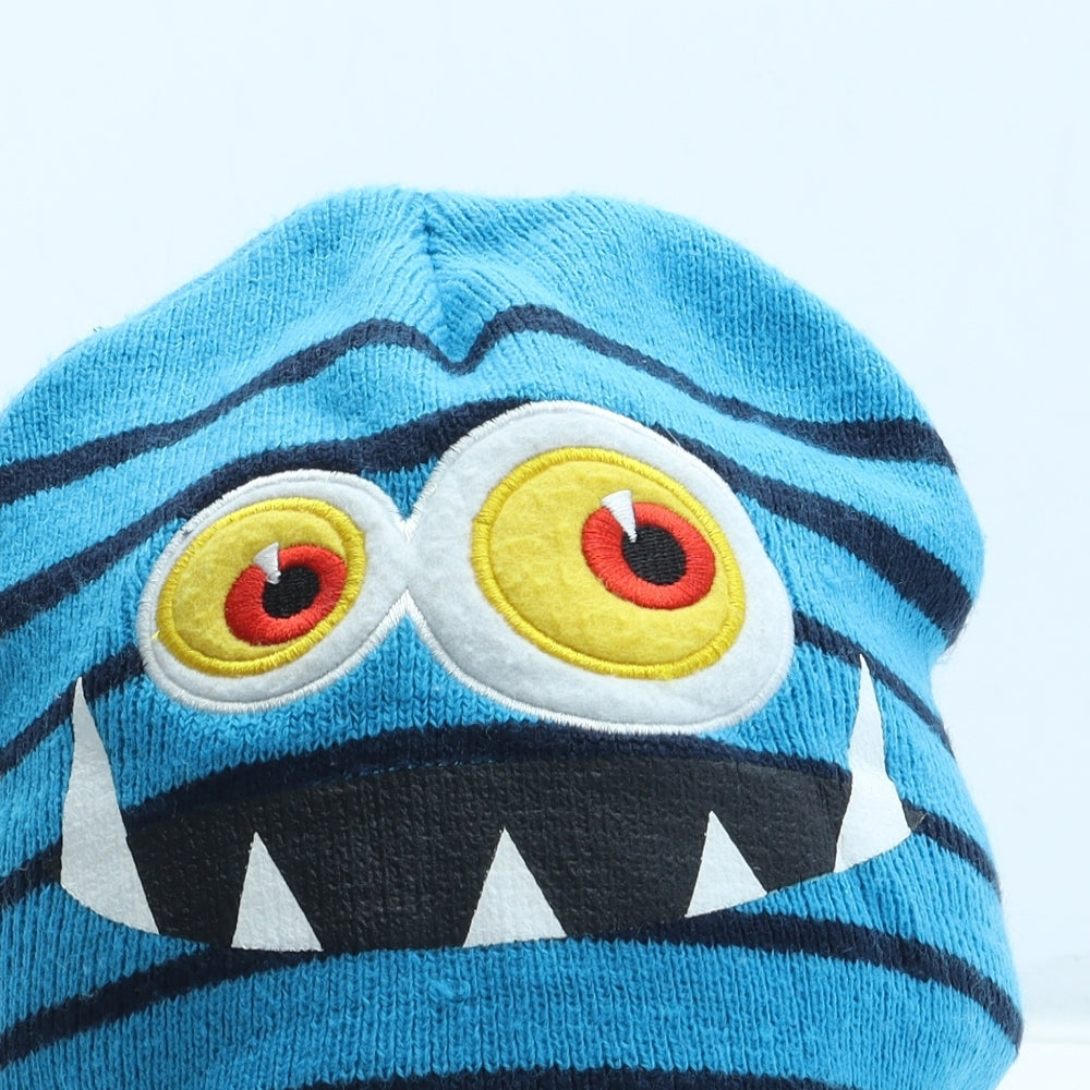 Preworn Boys Blue Striped Acrylic Beanie One Size