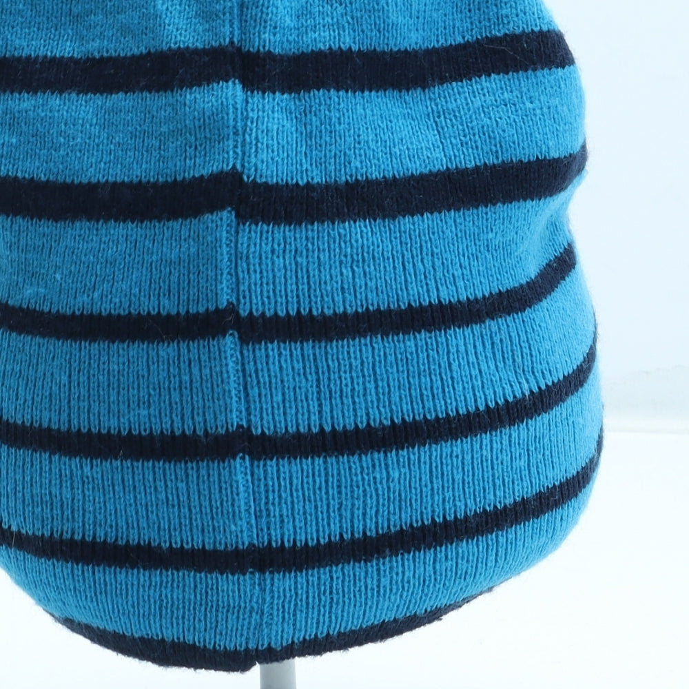 Preworn Boys Blue Striped Acrylic Beanie One Size