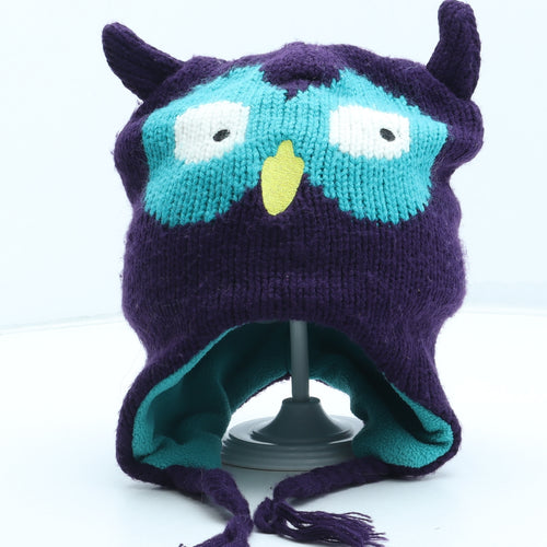 Mountain Warehouse Girls Purple Acrylic Winter Hat One Size - Owl Pattern