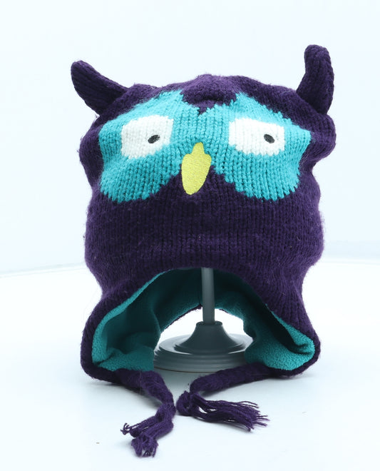 Mountain Warehouse Girls Purple Acrylic Winter Hat One Size - Owl Pattern