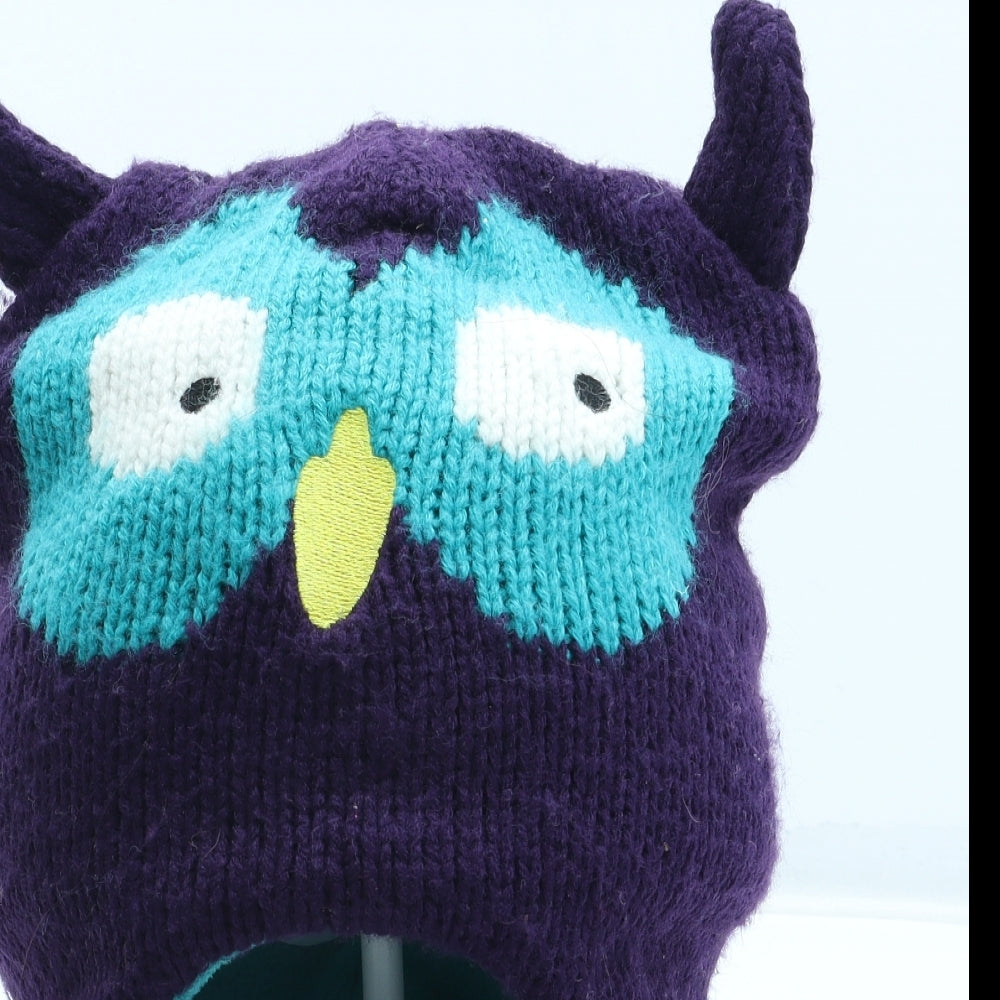 Mountain Warehouse Girls Purple Acrylic Winter Hat One Size - Owl Pattern