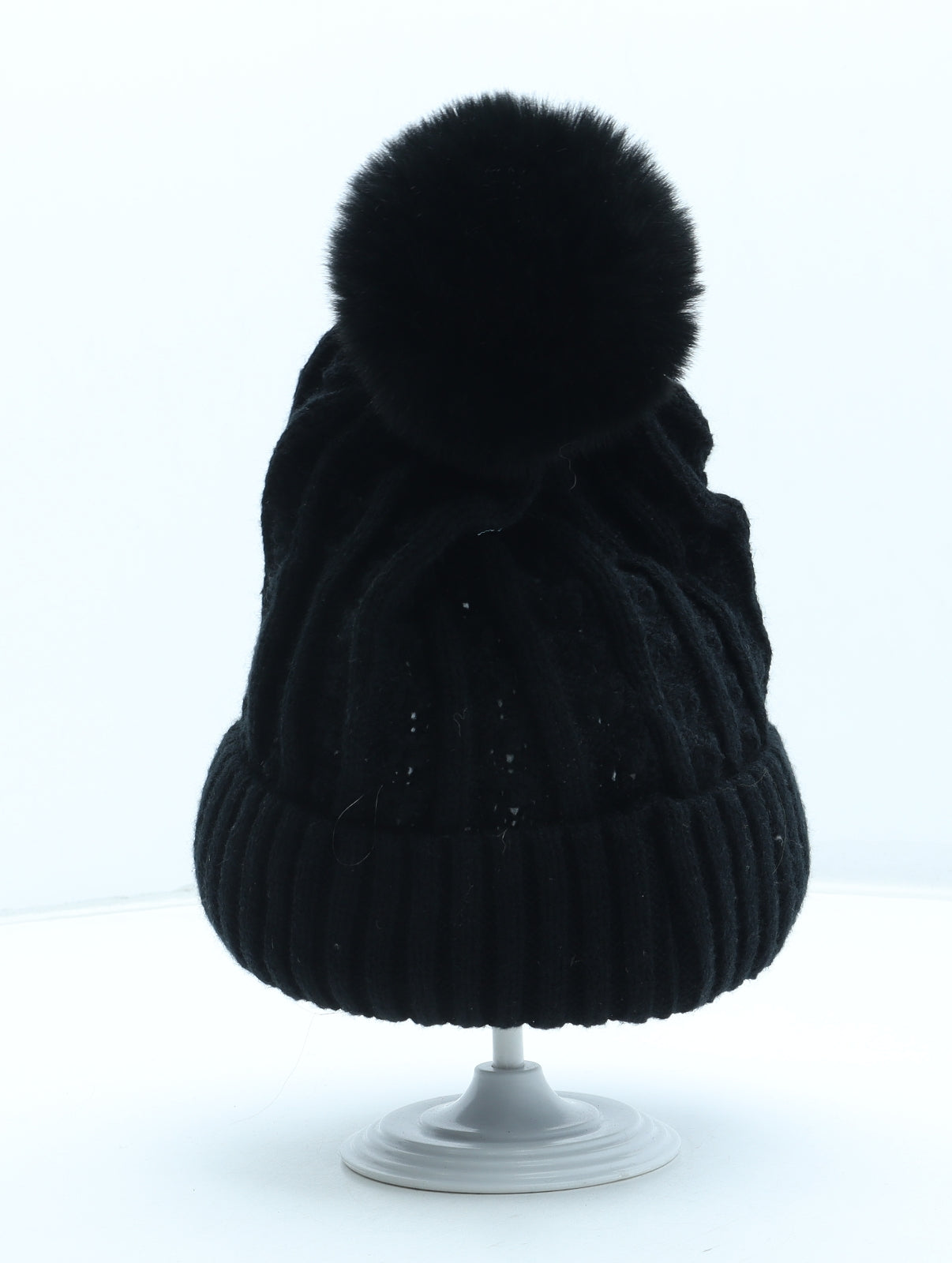 Preworn Womens Black Acrylic Bobble Hat One Size