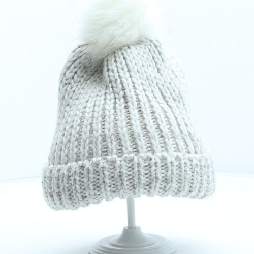 Preworn Womens Grey Polyester Bobble Hat One Size