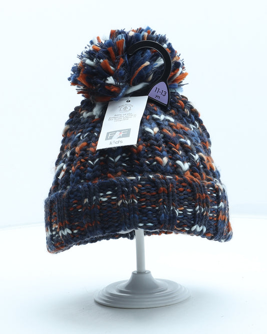 F&F Boys Multicoloured Acrylic Bobble Hat Size S - Size 11-13 years