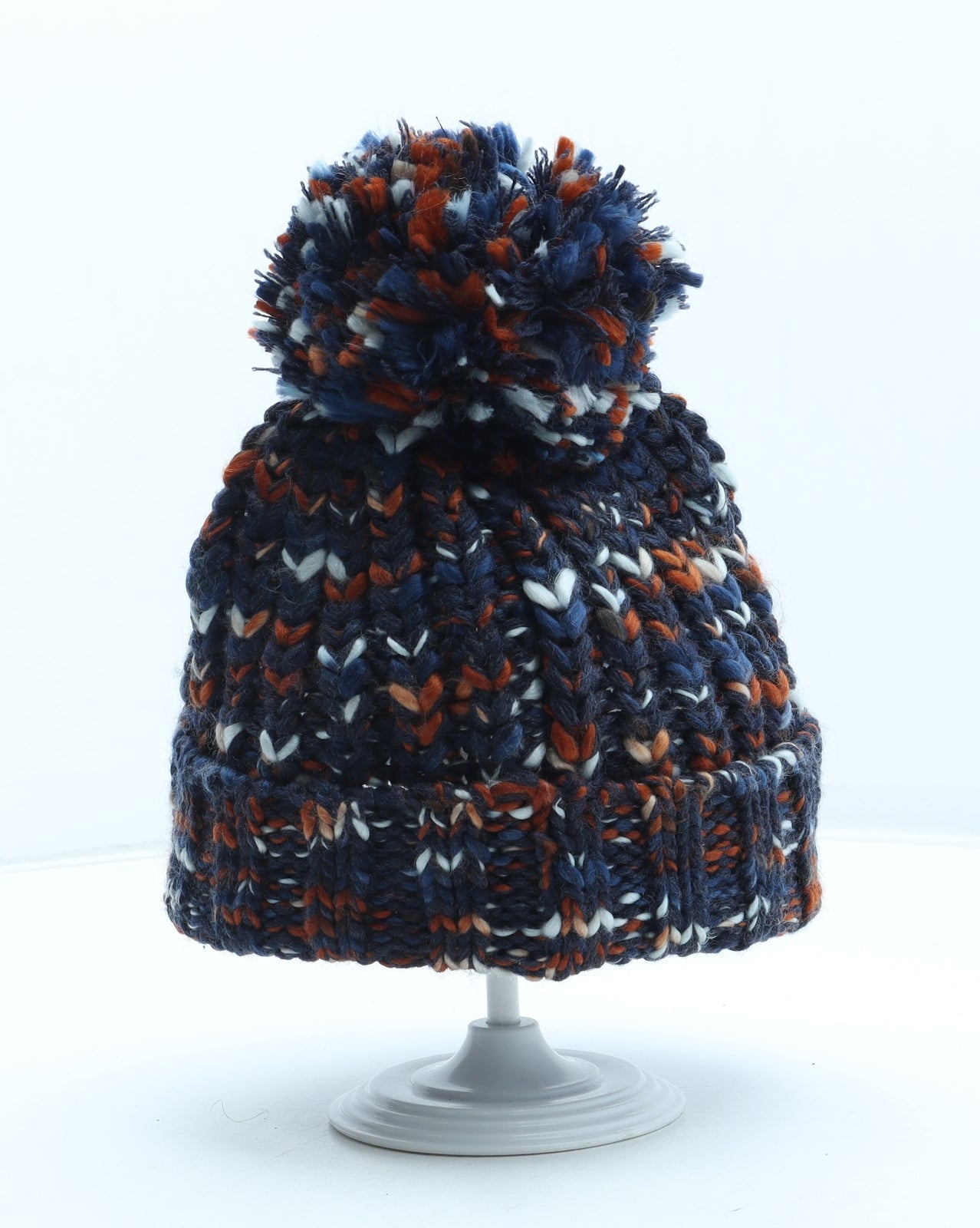 F&F Boys Multicoloured Acrylic Bobble Hat Size S - Size 11-13 years
