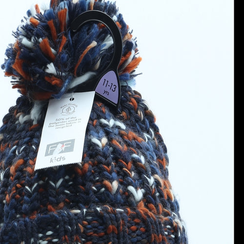 F&F Boys Multicoloured Acrylic Bobble Hat Size S - Size 11-13 years