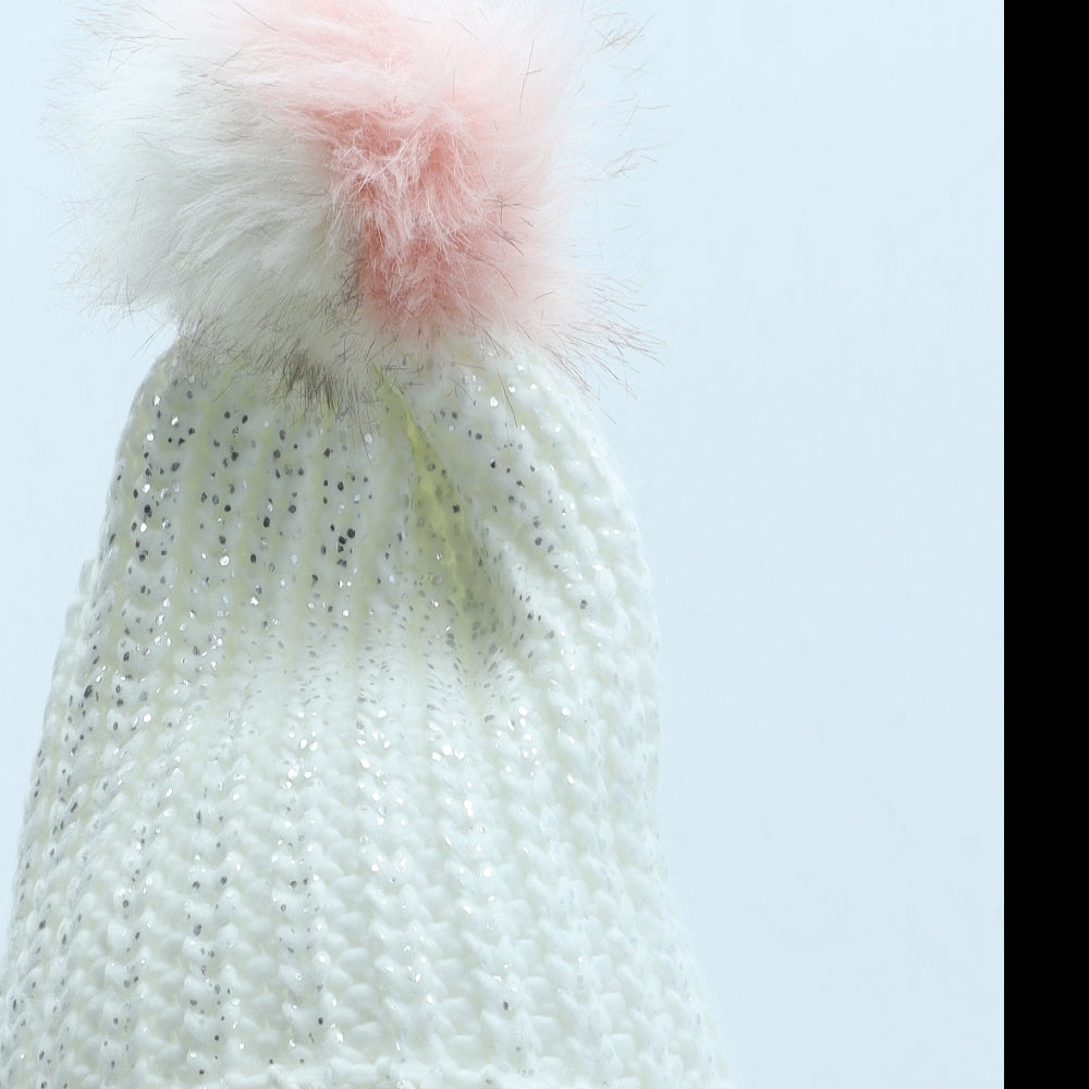 Primark Womens White Acrylic Bobble Hat One Size